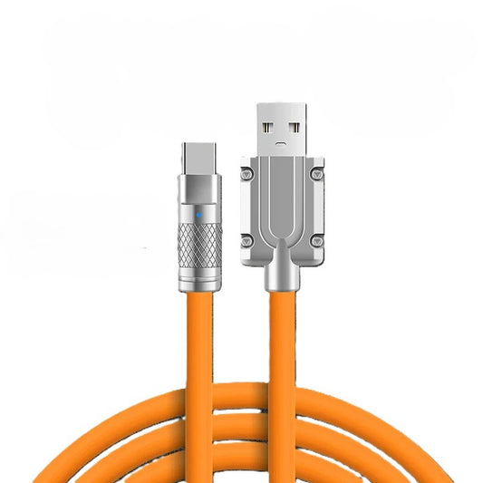 120W 6A Super Fast Charge Liquid Silicone Cable Type-C Charger Data Cable Zinc USB Bold Data Line 