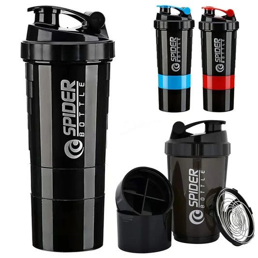 3-Layer Protein Shaker Bottle – Large-Capacity Mixing Cup with Supplement & Pill Storage